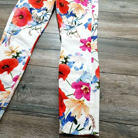 7 for all Mankind Jeans 25 White Floral Slim Skinny Stretch Dress Casual Pants - Picture 4 of 12
